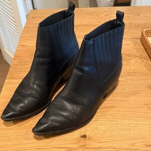 Mark Fisher Black Pointed Toe Leather Ankle Boots